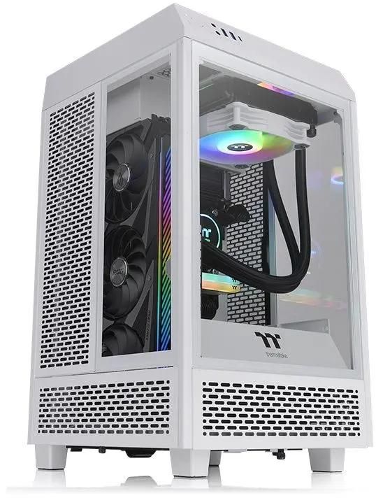 Корпус miniITX Thermaltake The Tower 100 Snow, Midi-Tower, без БП,  белый [ca-1r3-00s6wn-00]